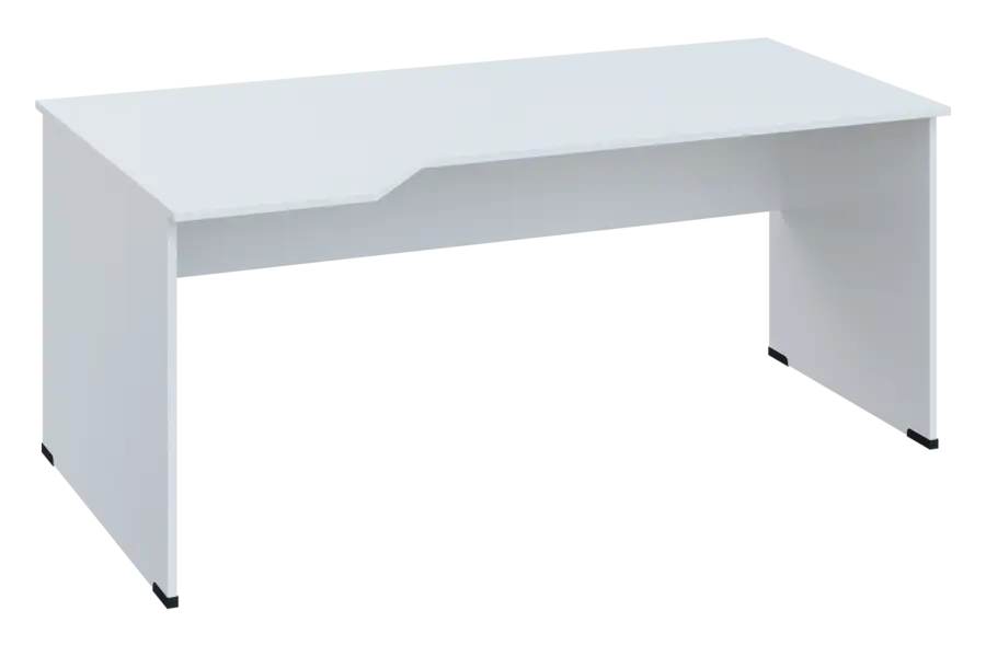 EZL 28 - 184 stůl kancelářský, rohový, levý, dřevěná podnož, deska 25 mm, široký 1800 mm, bílá